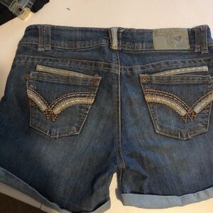 Sequin hearts denim shorts, sz 9